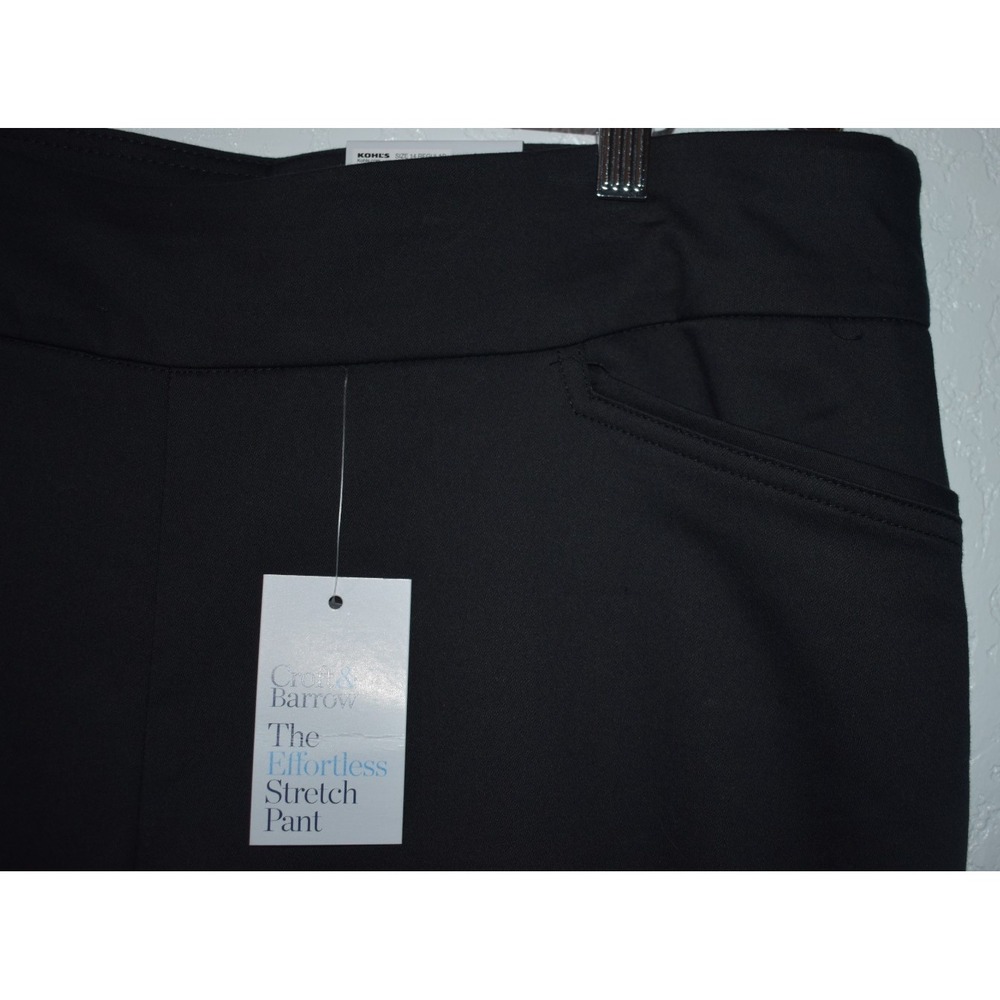 Croft Barrow Effortless Stretch Pants BLACK Pull-On Pockets Size 14 New w/tags - Picture 13 of 16